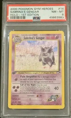 PSA 8 - 2000 Pokemon, Gym Heroes, Sabrina's Gengar-Holo, 1st Edition - Image 1