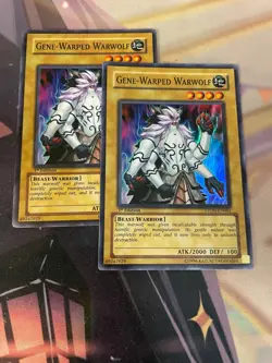 YUGIOH - GENE WARPED WARWOLF X2 - SUPER RARE - 1ST ED - STON - NM/LP - Image 1