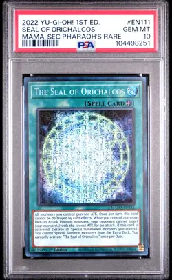 The Seal of Orichalcos Yugioh 2022 MAMA-EN111 Secret Pharaoh's Rare 1st PSA 10 - Image 1
