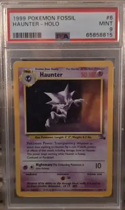 1999 Pokemon Fossil Haunter Holo Rare Unlimited #6/62 PSA 9! - Image 1