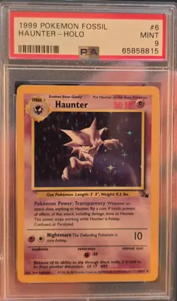 1999 Pokemon Fossil Haunter Holo Rare Unlimited #6/62 PSA 9! - Image 3
