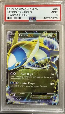 2013 Pokemon Latios EX 86/116 Black & White Plasma Freeze Holo PSA 9 MINT - Image 1