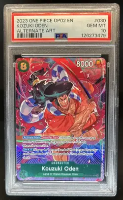 2022 One Piece Paramount War Kouzuki Oden Super Rare Alt Art #OP02-030 PSA 10 - Image 1