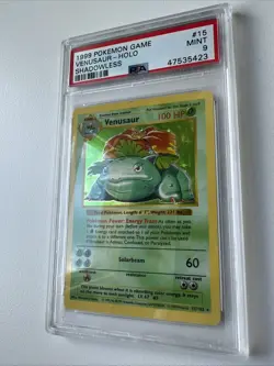 1999 POKEMON BASE SET SHADOWLESS VENUSAUR HOLO RARE PSA 9 MINT 15/102 WOTC #15 - Image 3