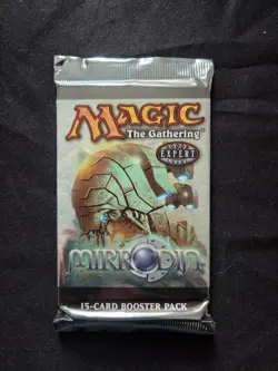 MTG Mirrodin booster pack, unopened with 15 brand new cards inside from 2003 - Image 1