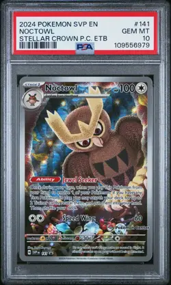 2024 POKEMON SVP EN-SV BLACK STAR PROMO #141 NOCTOWL PSA 10 - Image 1