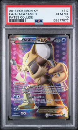 PSA 10 GEM MINT Alakazam EX 117/124 Fates Collide Holo Pokemon Card - Image 1