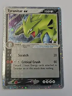 Pokemon Tyranitar ex 017/017 POP Series 1 2004 Stage 2 150 HP Ultra Rare Holo LP - Image 1