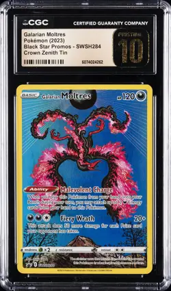2023 POKEMON BLACK STAR PROMOS CROWN ZENITH TIN GALARIAN MOLTRES CGC 10 PERFECT - Image 1