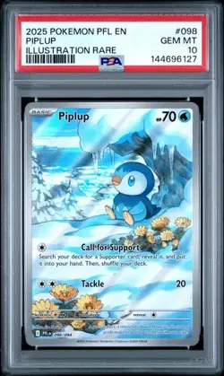 PSA 10 Piplup 098/094 Pokemon Phantasmal Flames Illustration Rare 2025 GEM MINT - Image 2