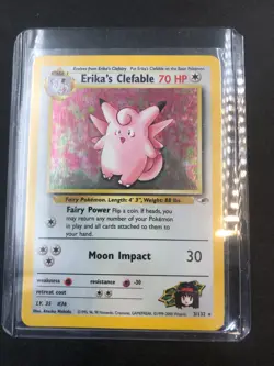 Erika's Clefable 3/132 Pokemon Gym Heroes Holo First Edition 2000 RAW - Image 1