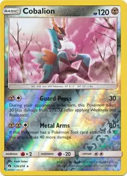 x1 Cobalion - 129/214 - Reverse Holo Pokemon SM8 Lost Thunder M/NM - Image 1