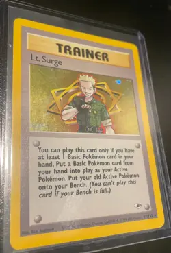 2000 Pokemon Gym Heroes Holo Rare Lt. Surge #17 Raw NM- Vintage - Image 3