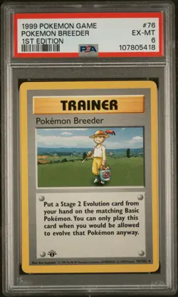 PSA 6 Pokemon Breeder 1999 Pokemon Game Base Set, 1st Edition! - Image 1