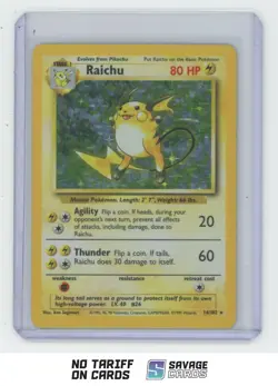 1999 Pokemon Classic Base Set Holo Raichu #14/102 - Image 1