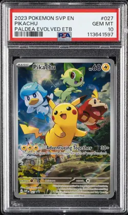 2023 POKEMON SVP EN-SV BLACK STAR PROMO #027 PIKACHU PSA 10 - Image 1