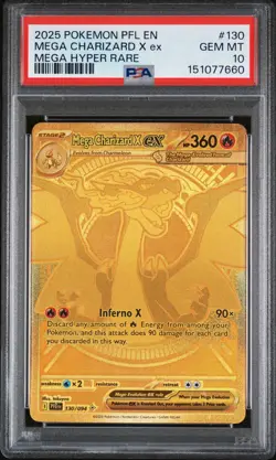2025 POKEMON PFL EN-PHANTASMAL FLAMES MEGA HYPER RARE MEGA CHARIZARD X EX PSA 10 - Image 1