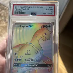 FULL ART FA LAPRAS GX PSA 10 2017 POKEMON SUN & MOON #151/149 SECRET RARE 020 - Image 2