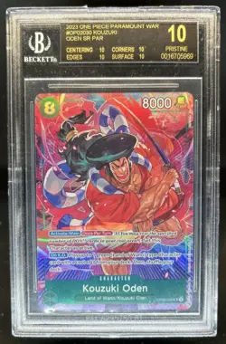 2022 One Piece Paramount War Kouzuki Oden Super Rare PRISTINE #OP02-030 BGS 10 - Image 1
