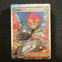 Pokemon Stellar Crown Crispin Full Art Ultra Rare Card 164/142 NM Condition - Image 1