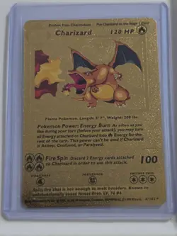 Charizard 120 HP Gold Foil Pokemon Card 4/102 Fan Art - Image 1