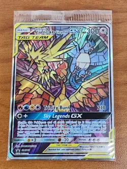 Moltres Zapdos Articuno GX SM210 Stained Glass Hidden Fates Promo Card Sealed - Image 2