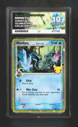 Mimikyu Celebrations Delta Species Promo SWSH136 Black Star Pokemon Card ACE 10 - Image 1