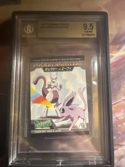 2001 Bandai Espeon And Mewtwo Sticker Rare Pop 1 💎💎💎 Pokemon Card Bgs 9.5 - Image 1