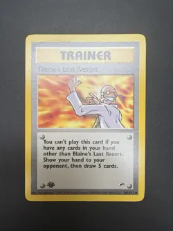 Pokemon TCG Blaine's Last Resort 1st Edition Gym Heroes 105/132 Regular Card - Image 1