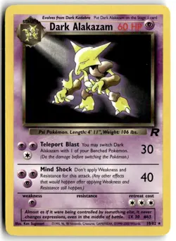 2000 Pokemon - Team Rocket Dark Alakazam #18/82 - Image 1