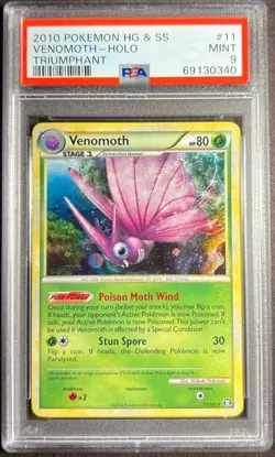 2010 Pokemon HG & SS Triumphant 11 Venomoth Holo PSA 9 - Image 1