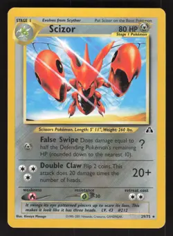 Scizor 29/75 Non-holo Rare Pokemon TCG Neo Discovery MP - Image 1