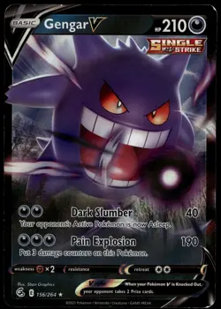 GENGAR V 156/264 HOLO V RARE FUSION STRIKE POKEMON MODERATELY PLAYED - Image 1
