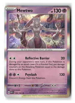Mewtwo 150/165 Rare 151 Pokemon Holo Near Mint - Image 1