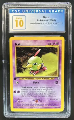 2000 Pokemon Neo Genesis 1st Edition Natu #67/111 CGC 10 Pristine - Image 1