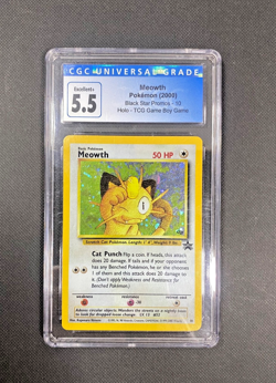 2000 Pokemon Promo Black Star #10 Meowth-Holo Game Boy-Black Star CGC 5.5 - Image 1