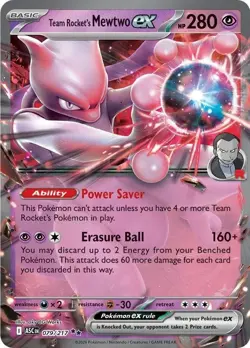 TEAM ROCKET'S MEWTWO EX 079/217 ASCENDED HEROES POKEMON (DOUBLE RARE, NM) - Image 1