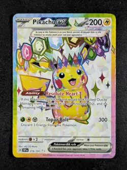 2024 Pokemon PIKACHU EX #219/191 Surging Sparks Ultra Rare English - Image 1