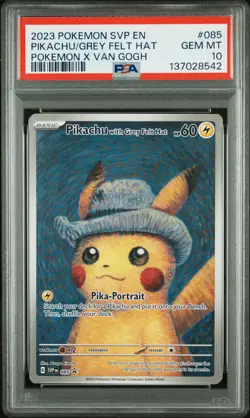 2023 POKEMON SVP EN-SV BLACK STAR PROMO #085 PIKACHU WITH GREY FELT HAT PSA 10 - Image 1