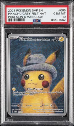 2023 POKEMON SVP EN-SV BLACK STAR PROMO #085 PIKACHU WITH GREY FELT HAT PSA 10 - Image 1