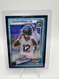 2025 Panini Optic Jahdae Barron #207 Black Pandora Prizm Broncos /35 ROOKIE AUTO - Image 1