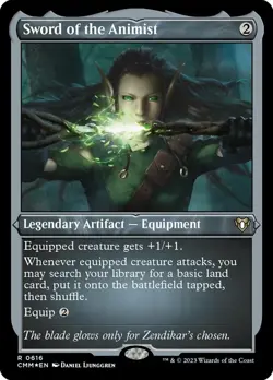 1 x Sword of the Animist - Foil Etched - Commander Masters - NM-Mint - MTG - Image 1