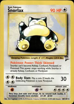 Pokemon TCG Card WOTC Vintage Wizards Snorlax 030/130 Base Set 2 030/130 - Image 1