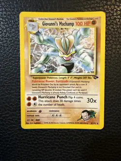 Pokemon TCG Holo Rare Card Giovanni's Machamp 6/132 Gym Challenge - Image 1