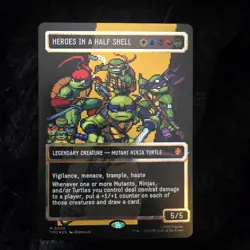 Heroes in a Half Shell (0096) (Borderless) (Pixel Surge Foil) TMNT Magic MTG NM - Image 1