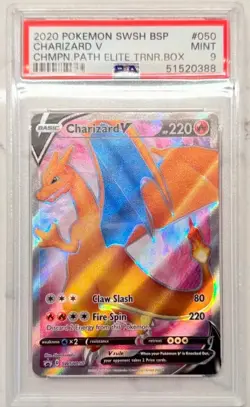 2020 Pokemon Charizard V SWSH050 Champions Path Elite Trainer Promo PSA 9 - Image 1