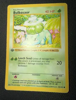 Pokemon Bulbasaur Base Set 1st Edition English 44/102 Shadowless - Image 1