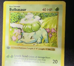 Pokemon Bulbasaur Base Set 1st Edition English 44/102 Shadowless - Image 3
