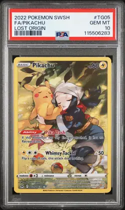 2022 POKEMON SWORD & SHIELD LOST ORIGIN #TG05 FULL ART/PIKACHU PSA 10 - Image 1