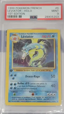 PSA 9 MINT Pokemon Base First Edition French Gyarados Leviator 1999 Holo Rare - Image 1